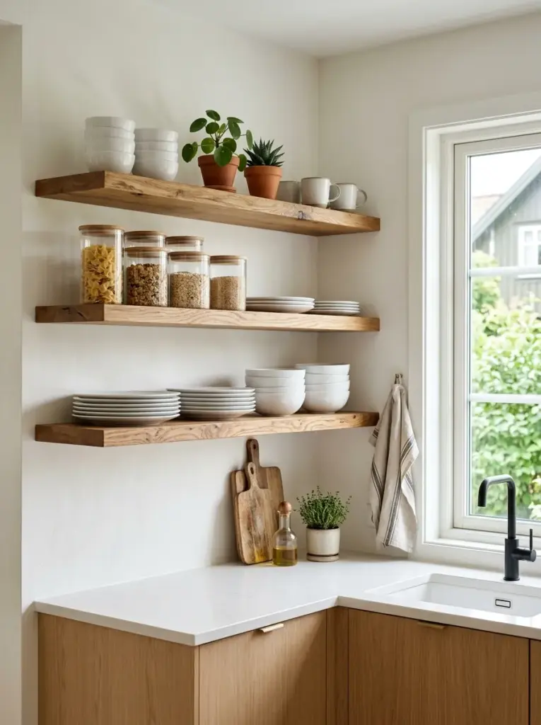 Prompt: Real-life Scandinavian kitchen with woven linen runner, soft seat cushions, cotton kitchen towels, oak dining chairs, subtle neutral textiles, neatly made, beautifully arranged, organized, clean, bright natural light, vibrant yet natural color palette, cozy Nordic atmosphere, realistic stock photo, Pinterest-ready, everyday home, ultra realistic photography, no people.